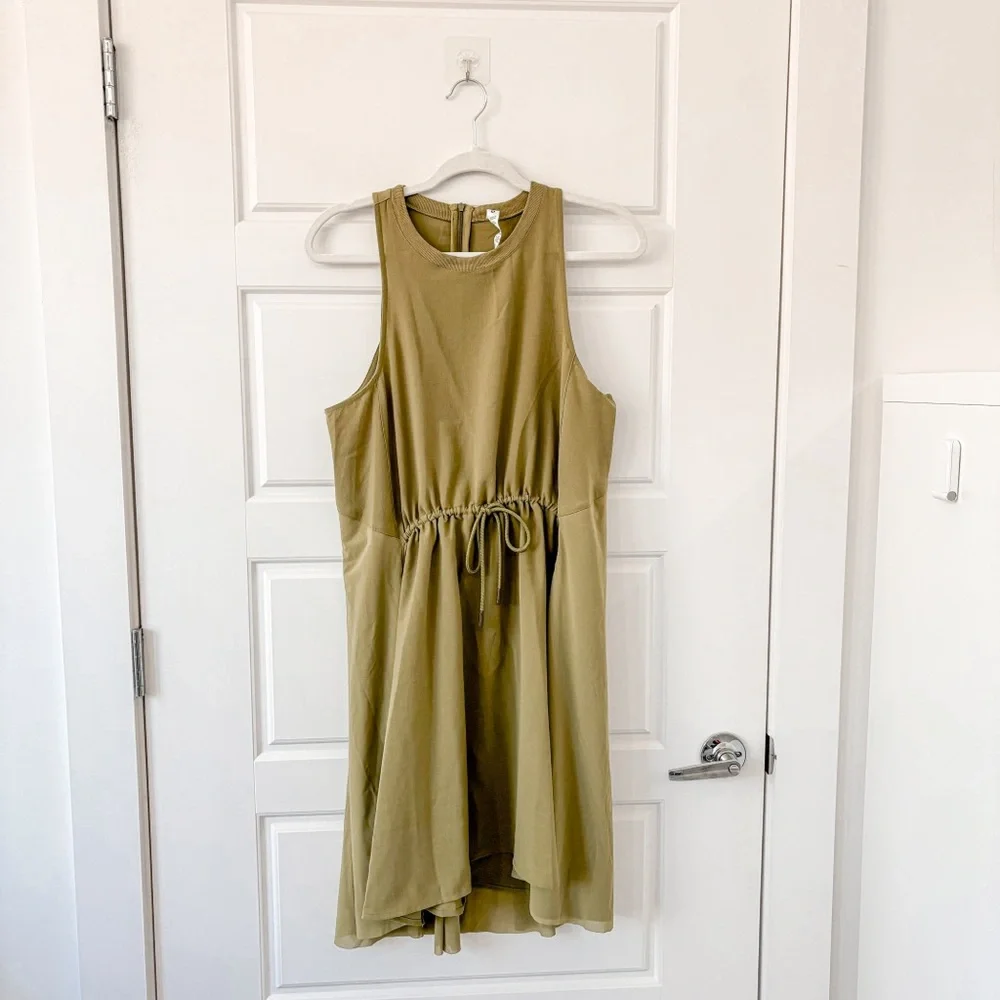 Lululemon Mesh Overlay High-Neck Dress Bronze Green
